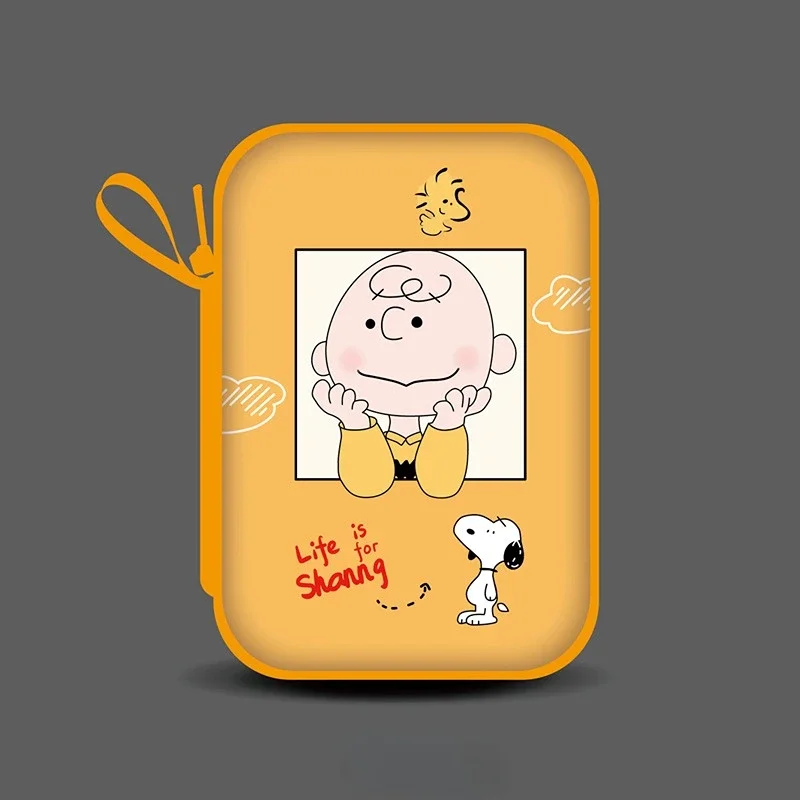 سنوبي المحمولة سماعة حقيبة عملة محفظة كابل أنيمي حالة المحمول محركات الأقراص الصلبة صندوق تخزين السفر كابل المنظم التجميل حقيبة هدية #5