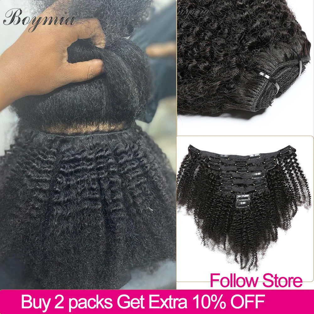 Afro Kinky Curly Clip Ins Hair Extension Human Hair Mongolian Kinky Curly Human Hair Clip Ins Extension For Black 120G Full Head