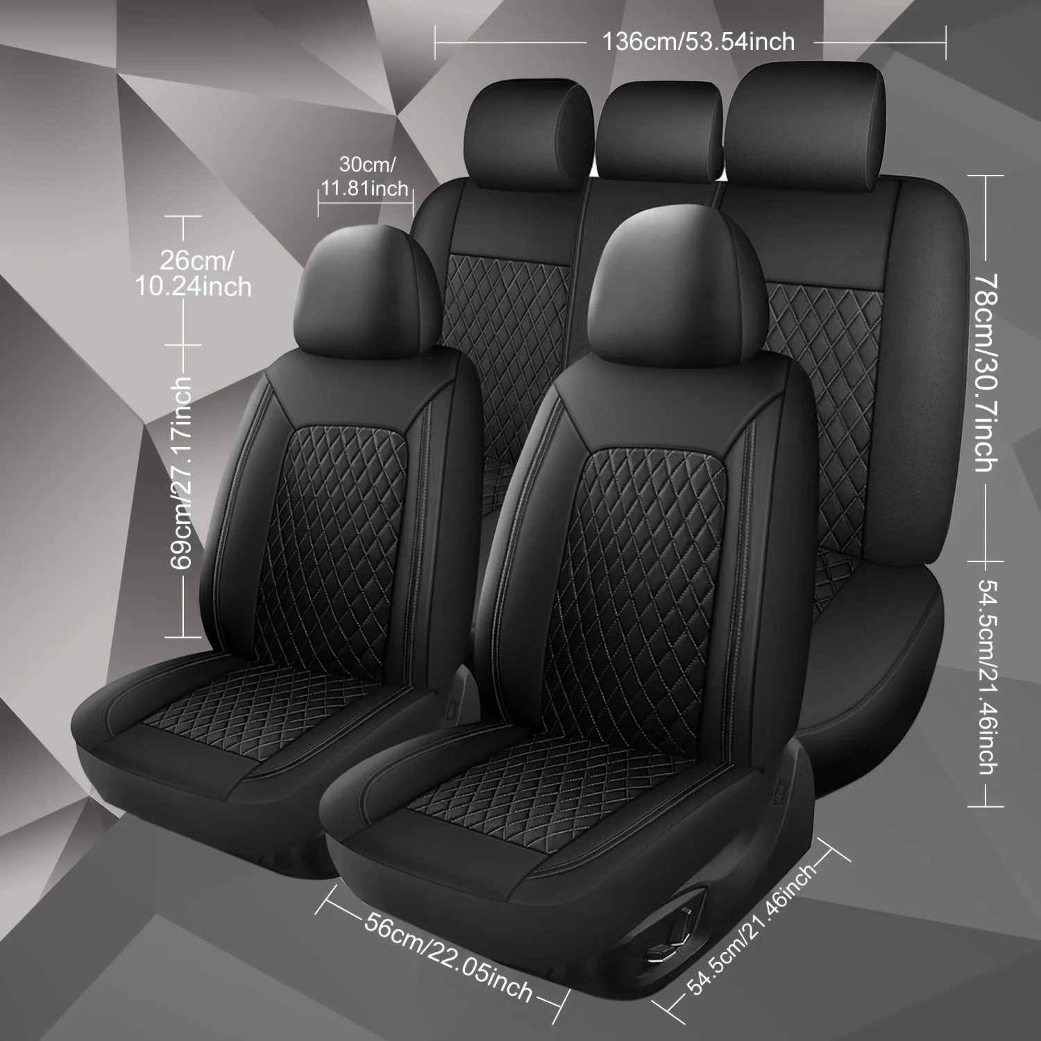 Neuer Einzeiliger Diamantgitter-PU-Leder-Autositzbezug, universell für den Fahrersitz – Detail 1