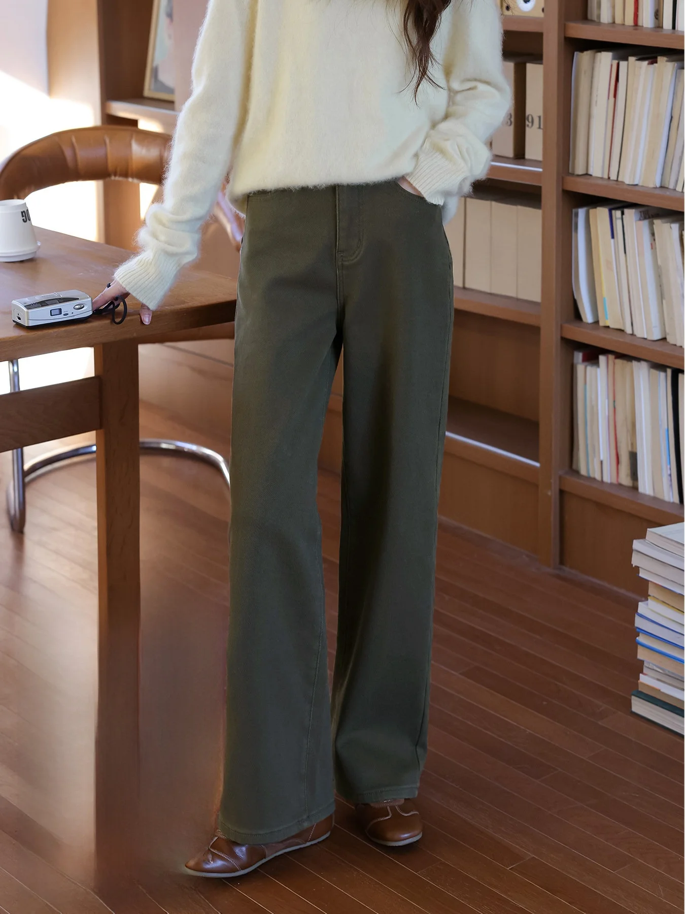 

Женские джинсы Slim Fit с флисовой подкладкой, высокой талией, из смесового хлопка, с высокой эластичностью, прямого кроя, осенне-зимние, модные, короткие, маленьких размеров