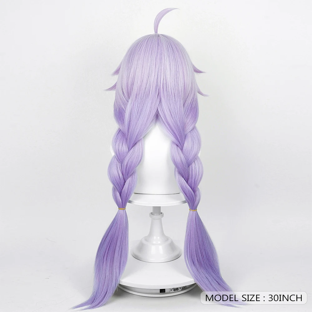 RANYU Honkai Star Rail Bailu Wig Long Synthetic Straight Ombre Purple Gradient Game Cosplay Hair Wig for Party Comic Con