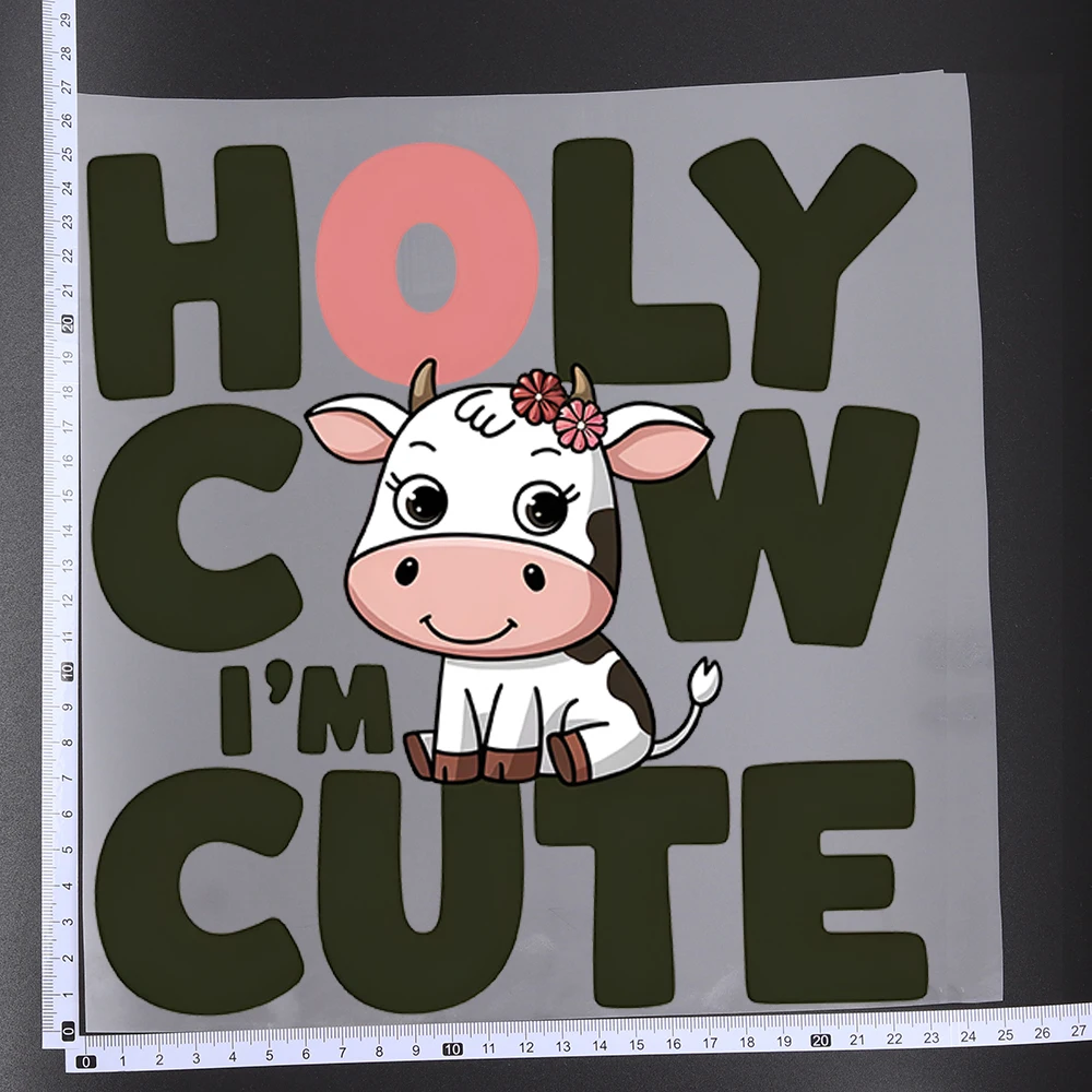25cm Cartoon Baby Animal Letter Rainbow Iron On Heat Transfer Sticker DTF Iron On Transfer Patches For Clothes T-shirt Appliques