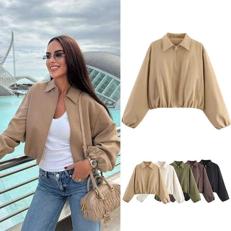 

Осенняя женская куртка-бомбер на молнии CharmChant, новая женская элегантная модная повседневная однотонная классическая куртка с длинными рукавами, верхняя одежда