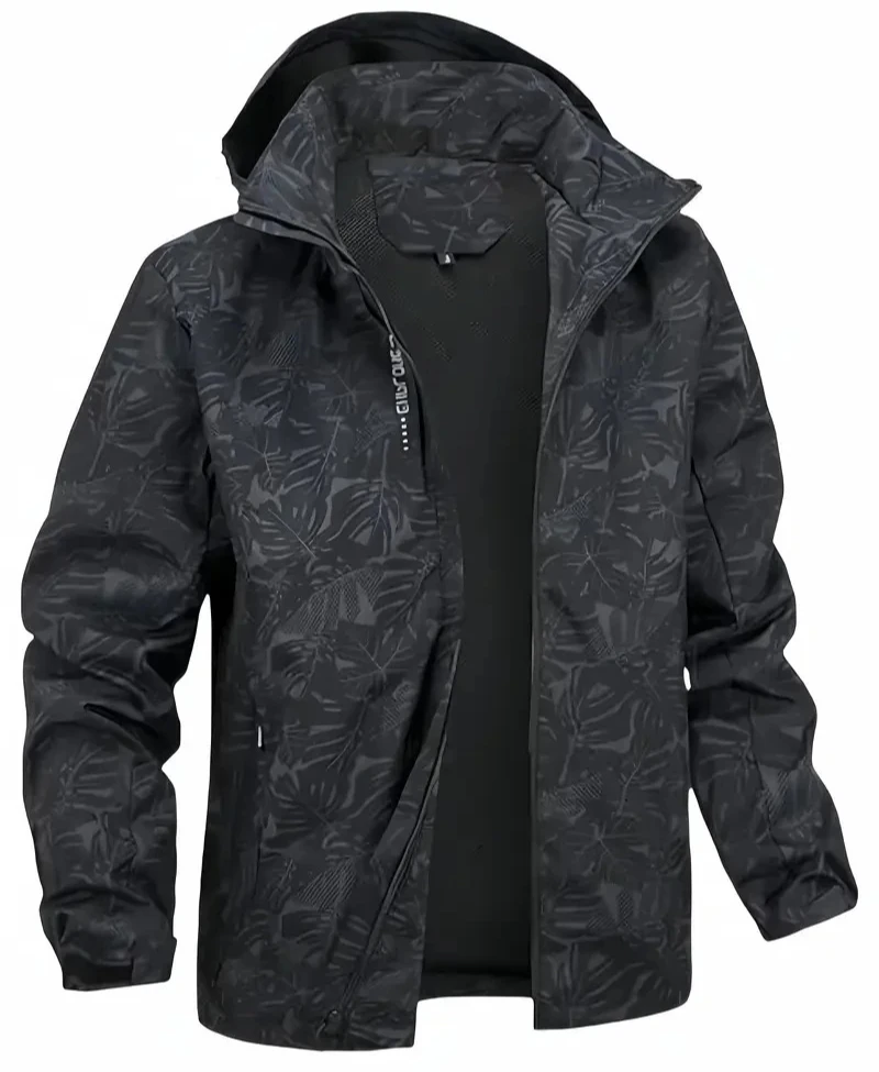 

2025 New Men's Casual Lightweight Waterproof Windbreaker Jacket, Full Zip Up Hooded Shell Outdoor Hiking Coat For Autumn Size
