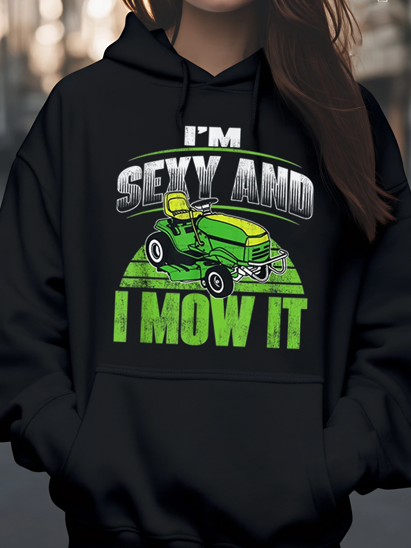 جزازة العشب أنا مثير وأنا أفعلها طباعة هوديي الربيع الصيف البستنة في الهواء الطلق ملابس نسائية غير رسمية #1