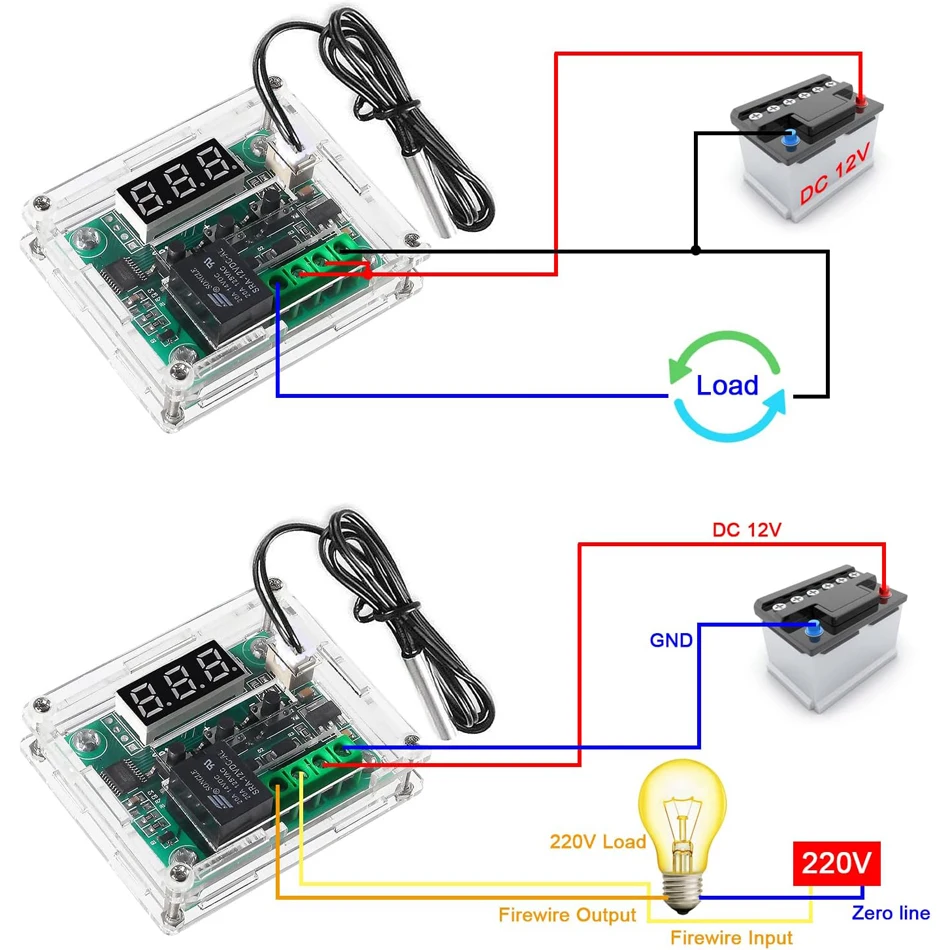 W1209 DC 12V Red/Blue heat cool temp thermostat temperature control switch temperature controller image 2