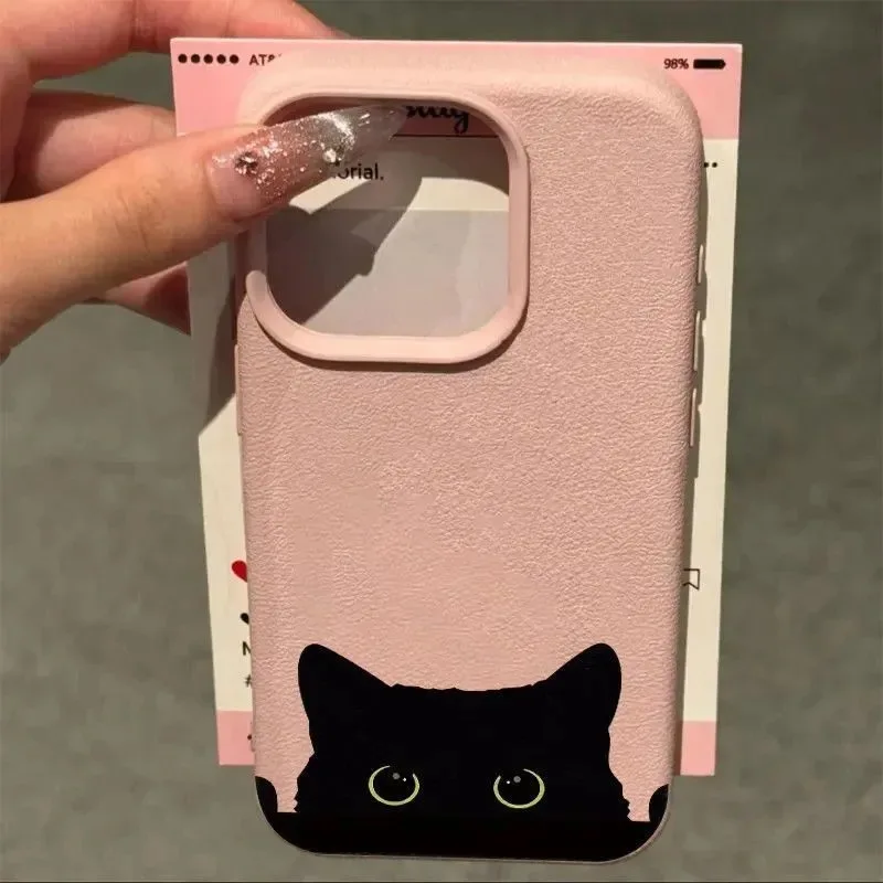 Dmawmj-iPhone用の黒い猫の耐衝撃性電話ケース,かわいいバンパー,iPhone XR XS MaxおよびX用の背面カバー,iPhone 16 pro max,15, 14 plus,13, 11, 12
