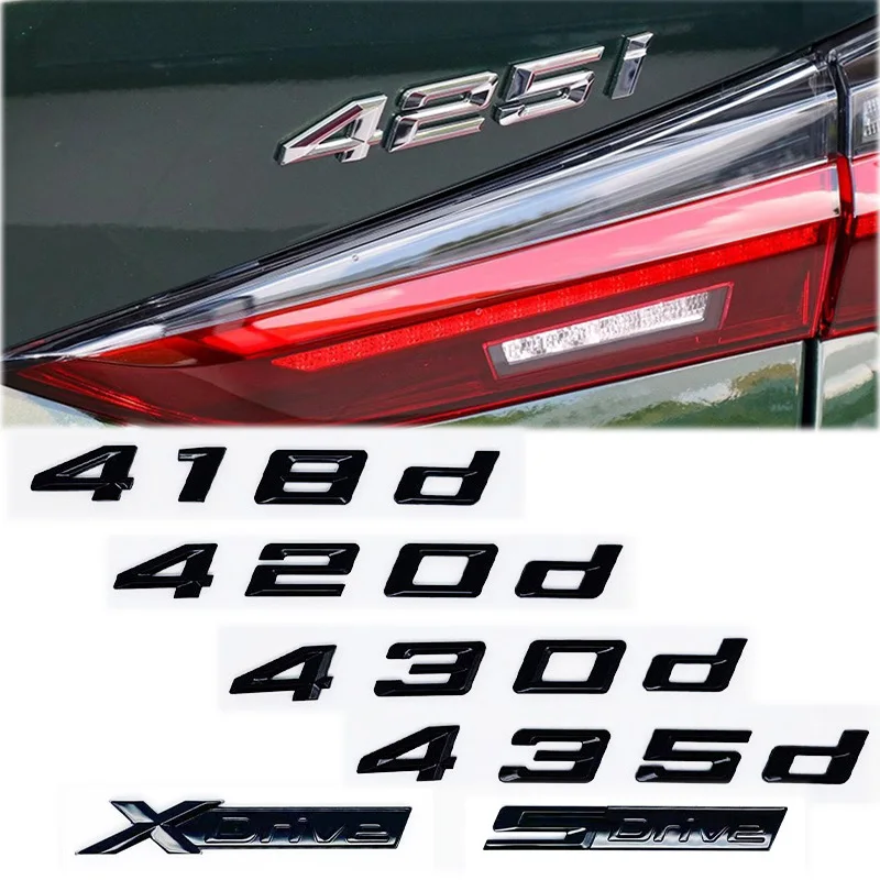 Old Style Glossy Black Letter Emblem for BMW 4 Series F30 F32 F33 F36 F82  420d 425d 428d 430d 435d 440d Trunk Logo Decal
