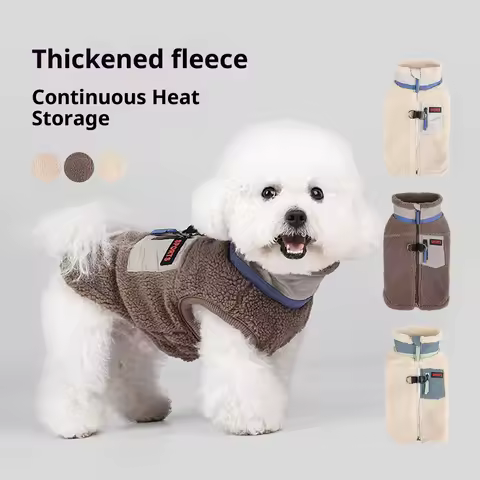 Sherpa Lined Dog Vest for Winter - Warm Thickened Plush Coat for Schnauzer Teddy Small Breed Dogs Clothing