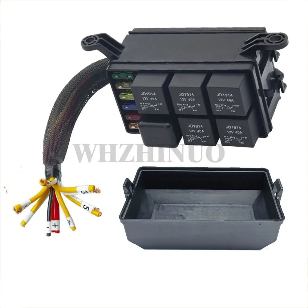 

1set 12V Relay Box 6 Way Relay Fuse Box 12 AWG Pre-wired Waterproof Relay Box 6 Slot ATC/ATO Fuse Relay Block for Car Marine