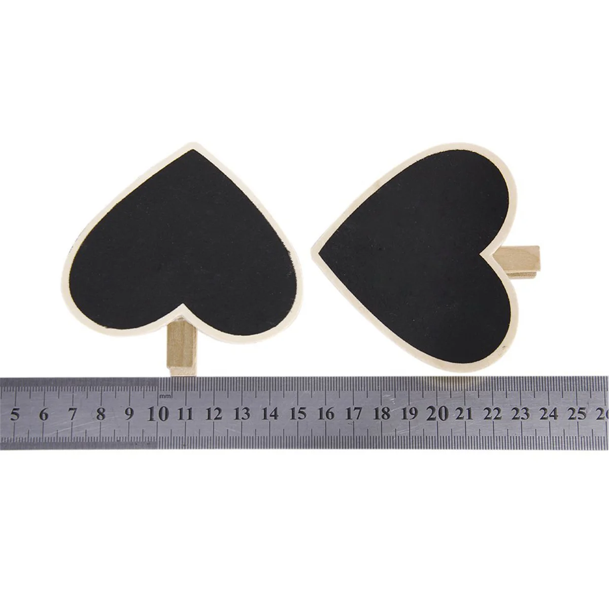 10 Pcs Blackboard Heart Shape Message with Clip Mini Wooden Sign Clothespin Body