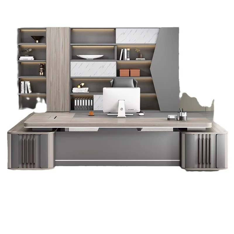 

Простой современный президентский стол и стул Boss, комбинация офисной мебели для одного менеджера, супервизора