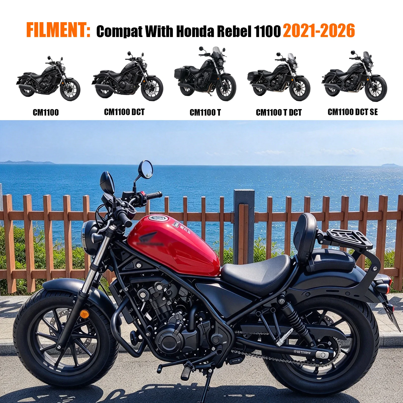 Multi Purpose Driver Back rest For Honda Rebel CMX 1100 CM1100 CM 1100 Detachable Motorcycle Backrest Passenger Sissy Bar