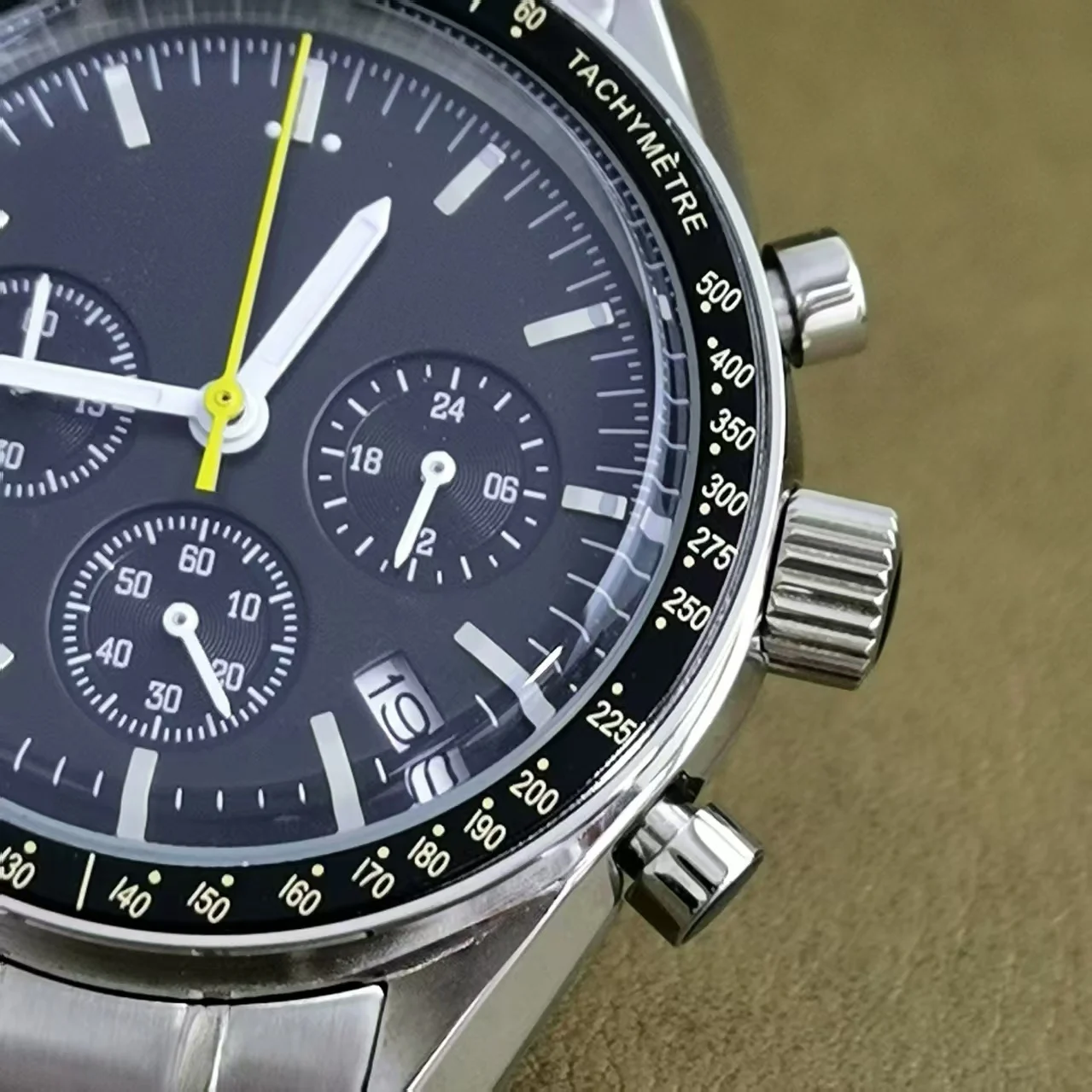 

40mm Stainless Steel Case Strap Fit for VK63 Movement Gold Words Aluminum Bezel Moonswatch Style Watch Accessories