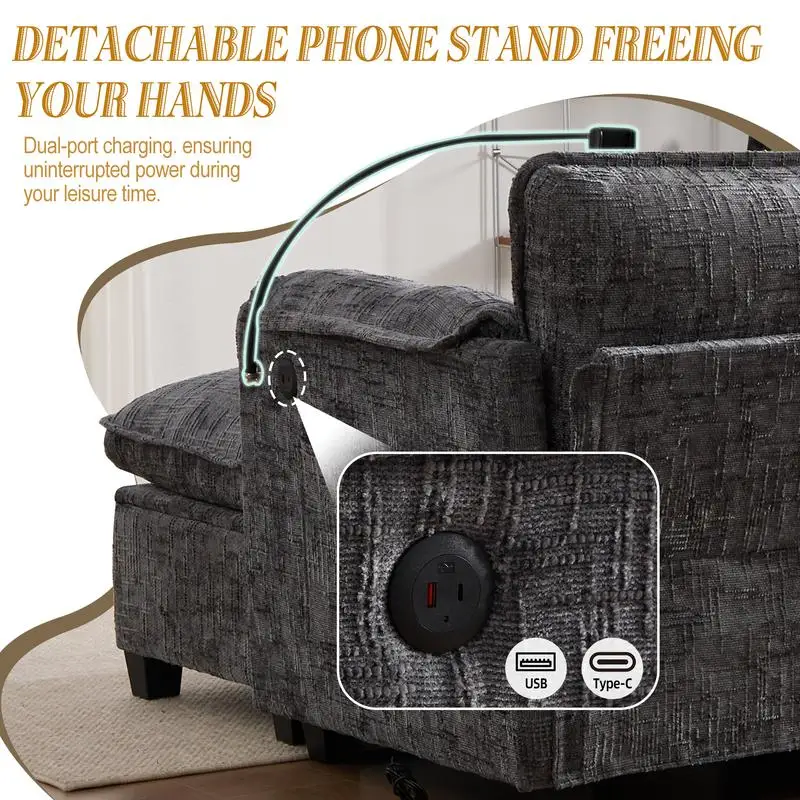 Sofa modułowa typu cloud couch do salonu, nowoczesna sofa w kształcie litery L z szenili, wygodny modułowy kanapowy zestaw do spania z ruchomymi elementami.