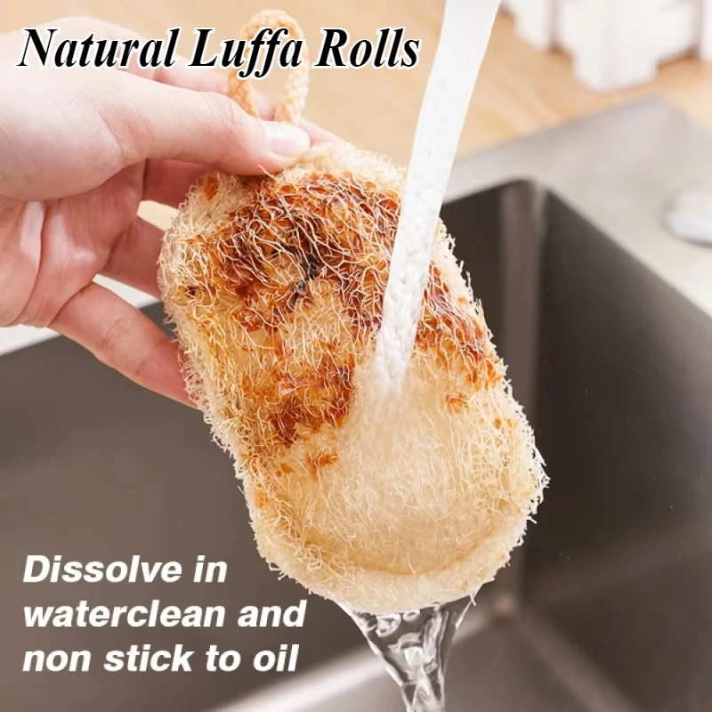 Toalla de platos de Luffa Natural, paño de lavado, esponja, almohadilla exfoliante de esponja, olla para platos, eliminación de manchas de aceite, estropajo, almohadilla de cepillos de limpieza de cocina