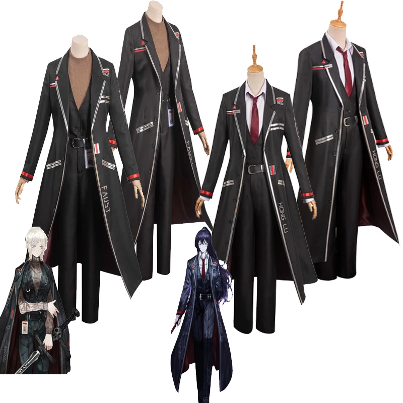 Anime Game Limbus Company HongLu Faust Cosplay Costume Jacket Coat Pants Set Halloween Carnival Party Man Role Disguise Clothes