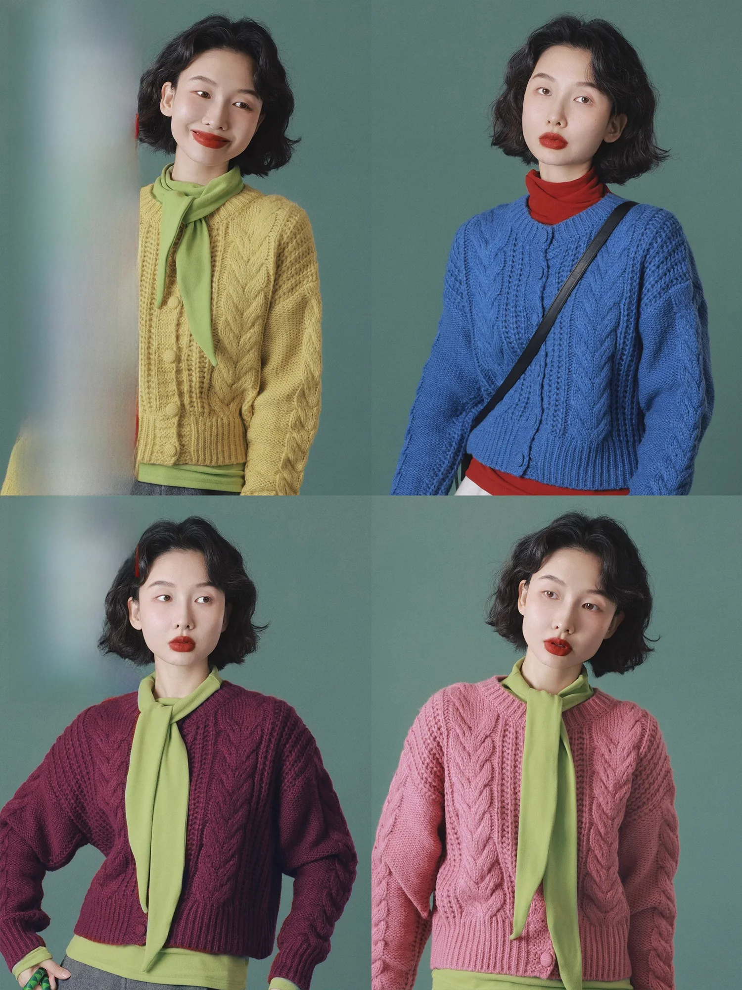 

Warm Twisted Sweater Women's round Ne Knitted Cardigan Outerwear Innerwear Versatile Wool Blend Long Sve Winter Faion