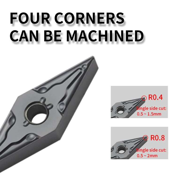 Imagem -04 - Carboneto de Inserção para Mvjnr Externo Torneamento Ferramenta Vnmg Lâmina Aço Inoxidável Cortador Cnc Torno Vnmg160404 0408 ma ms Yz15tf Yz5018