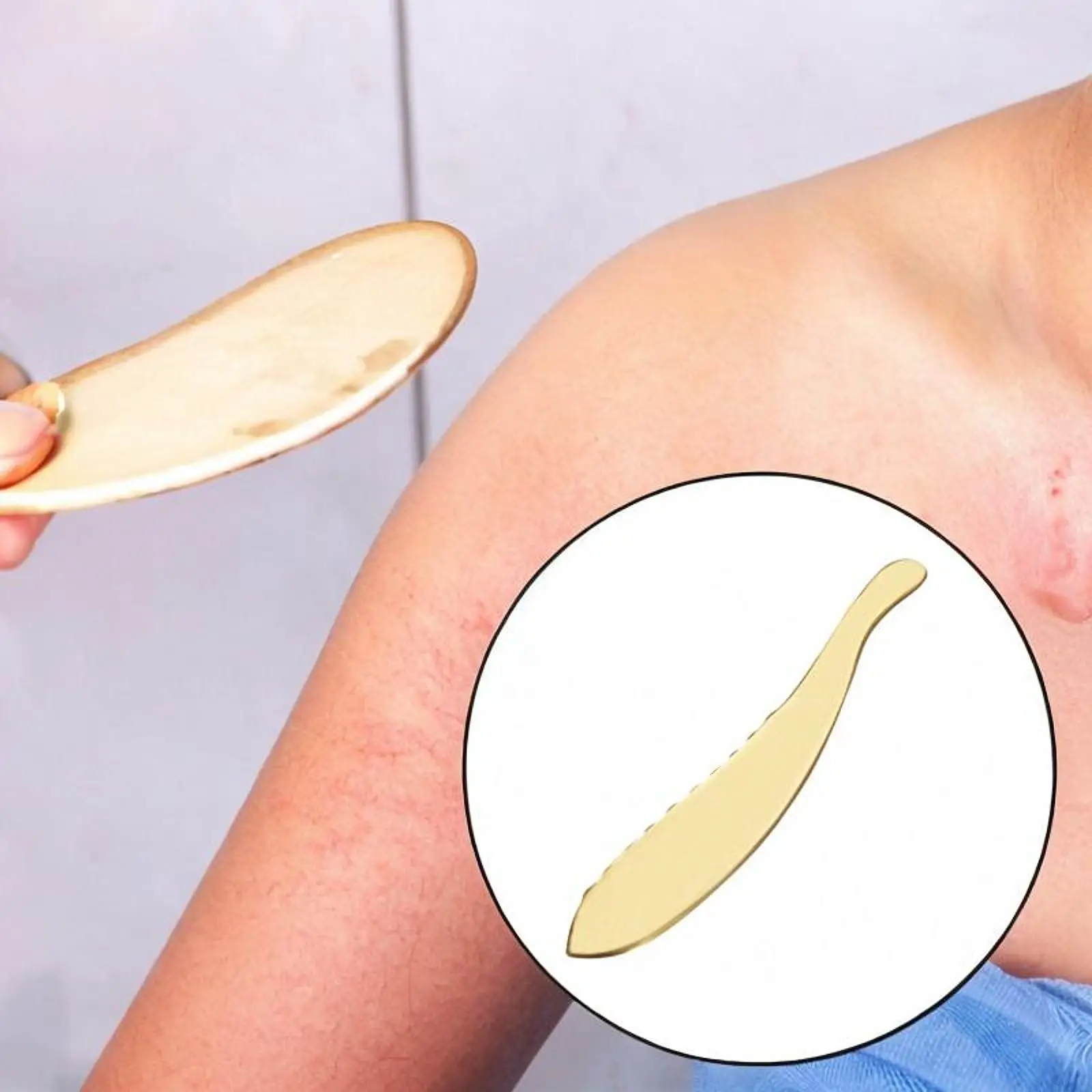 Outil Gua Sha en cuivre multifonctionnel, surface lisse, outil facial, masseur manuel pour le dos, le cou, les yeux, la taille, le visage