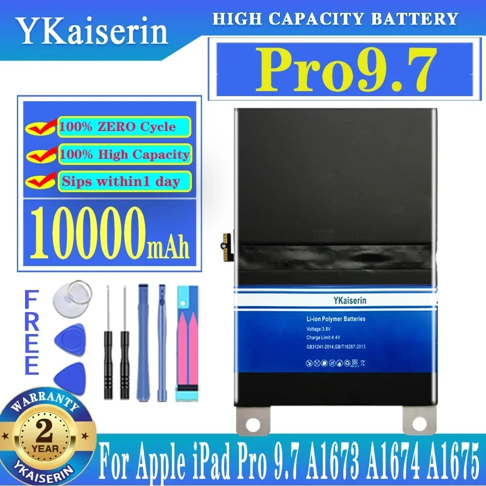 YKaiserin Pro97 10000mAh Replacement Battery For Apple IPad Pro 9.7 A1673 A1674 A1675 High Capacity + Free Tools