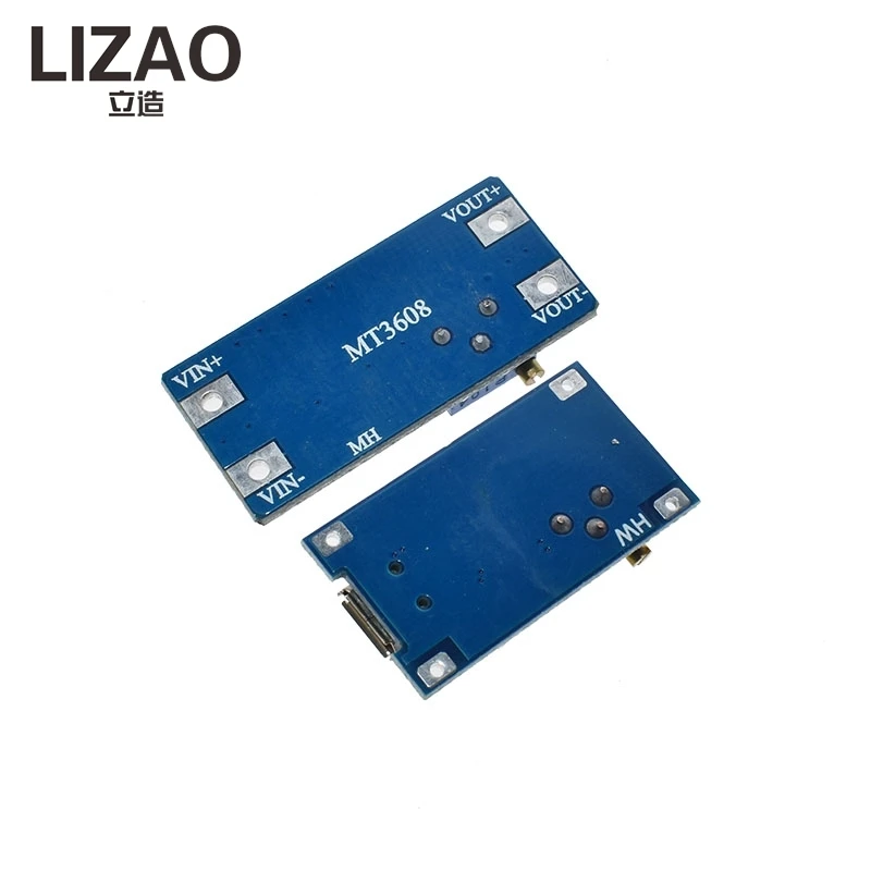 LIZAO 2A Boost Version DC-DC Booster Module, Wide Input 2-24V Adjustable Step-Up Converter, with Micro USB Interface Option