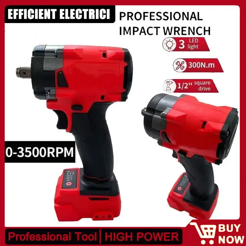 مفتاح ربط كهربائي بدون فرش 1/2 مفك براغي لإصلاح شاحنة السيارة قابل لإعادة الشحن مناسب أدوات بطارية Milwaukee18V