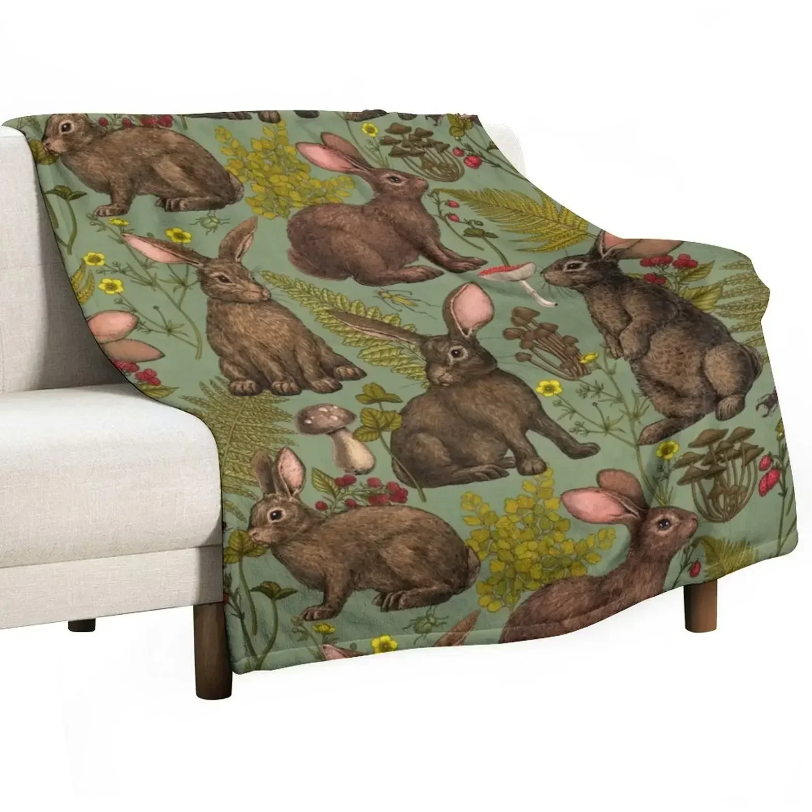 

Rabbits and woodland flora Throw Blanket warm winter Weighted Blankets