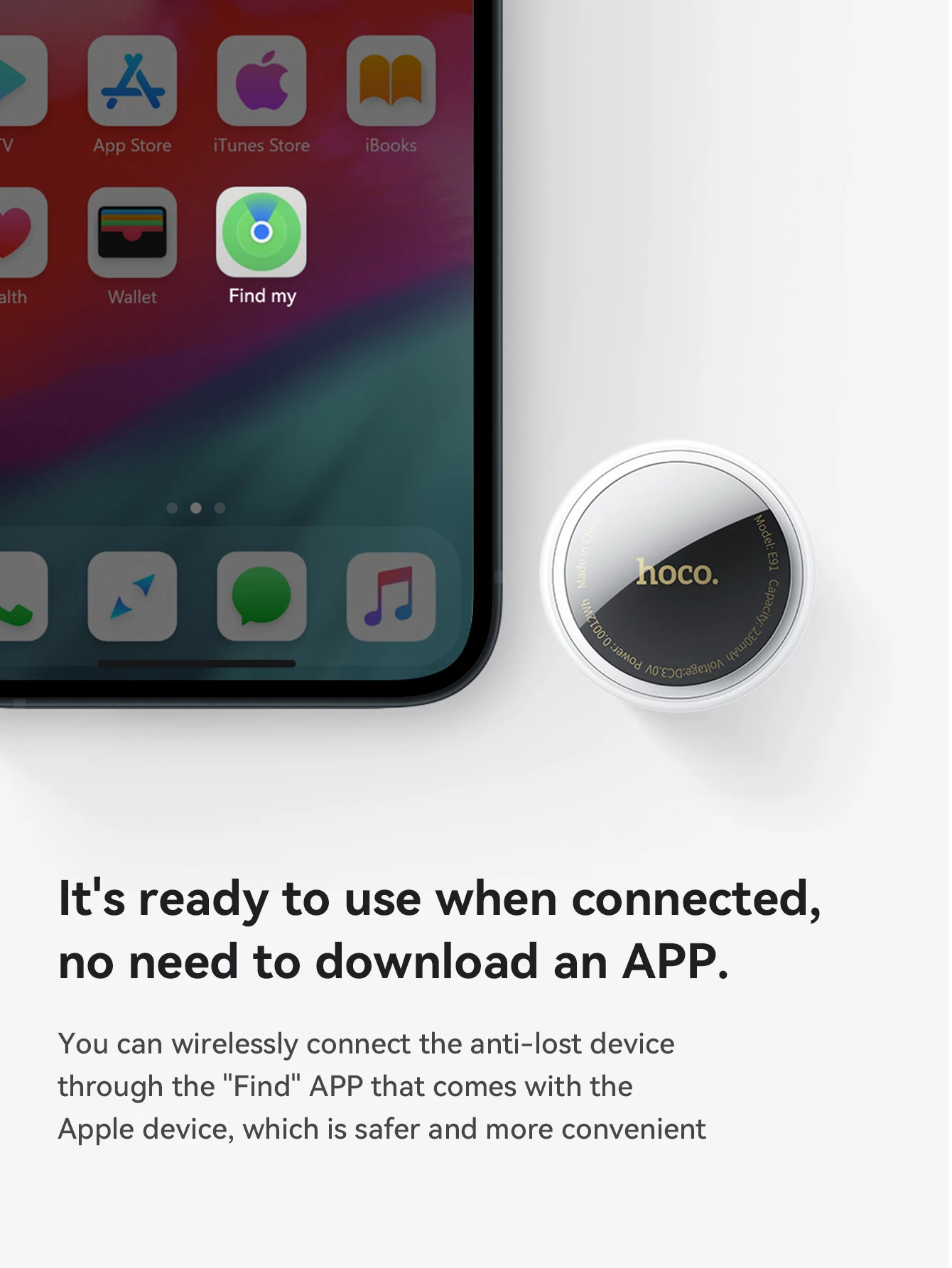 HOCO 4-teiliger Anti-Verlust-Tracker für Apple Airtag Ersatz IOS Find My Bluetooth GPS-Tracker für Gepäck und Schlüssel mit Hülle – Detail 7