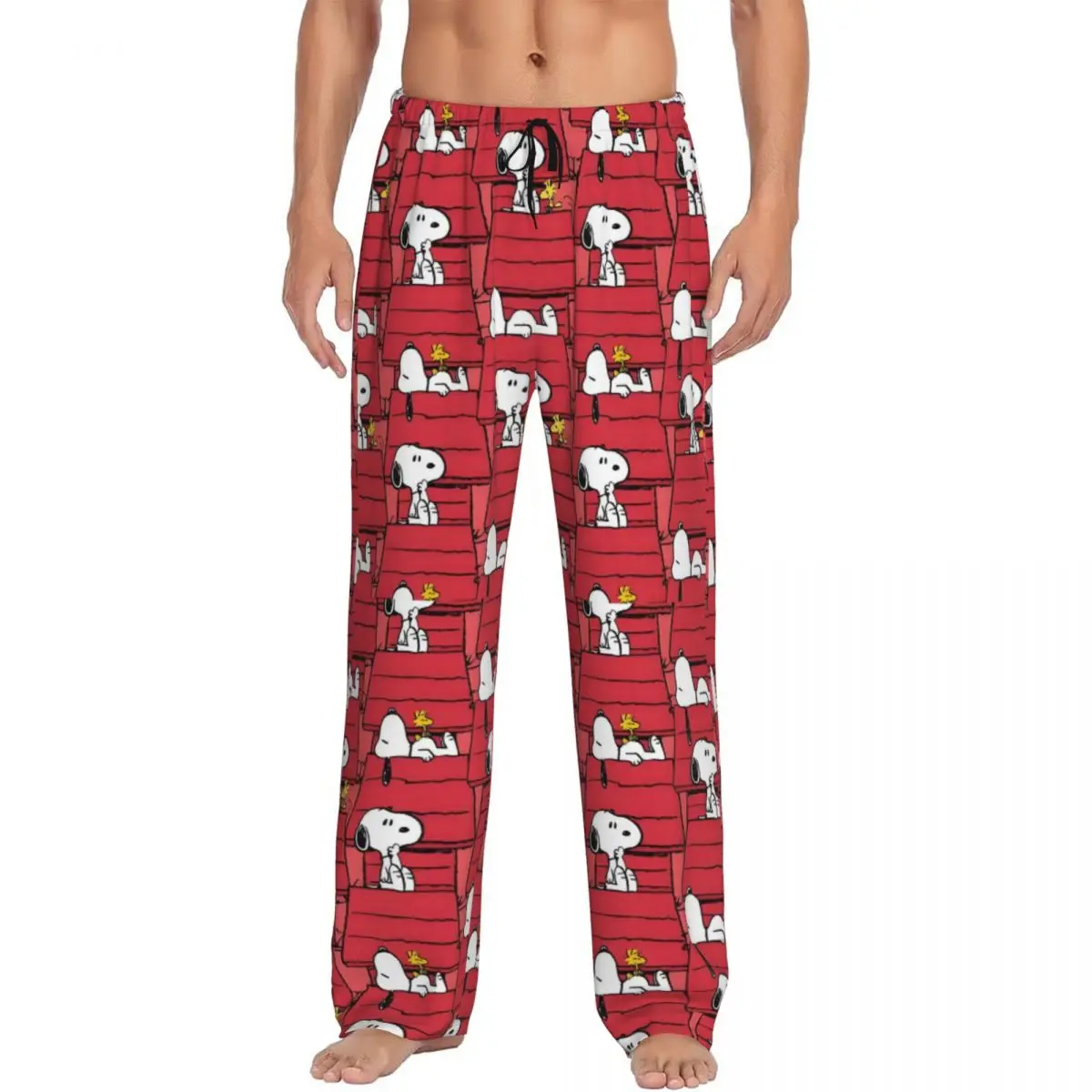 

Custom S-Snoopys Pajama Pants Sleepwear Men Elastic Waistband Cute Cartoon Sleep Lounge Bottoms with Pockets