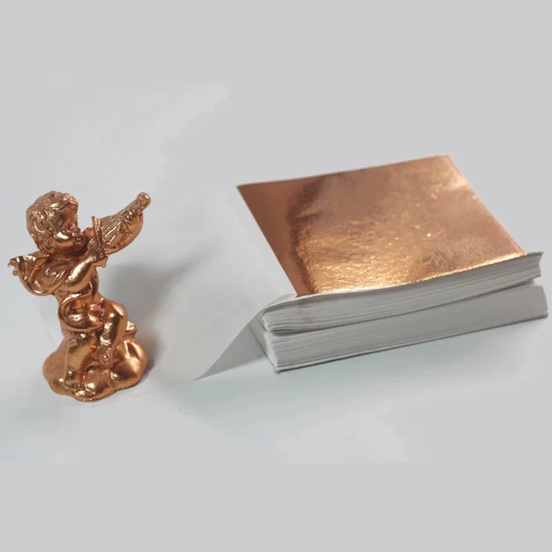 100Pcs Imitation Gold Sliver Copper Foil Papers Leaf Flake Gilding Sheets For Nail Wedding Party Home Decor DIY Art Crafts Paper view 3