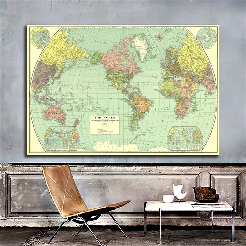 National Geographic - World Map (1932),Poster Wall Hanging Tapestry,Study,Geographical,Tourism/Education Tool