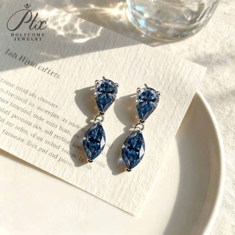 

Серьги с муассанитом и акцентом маркизы, элегантный яркий блеск для женщин, идеально подходящий для праздничных подарков, повседневный стиль