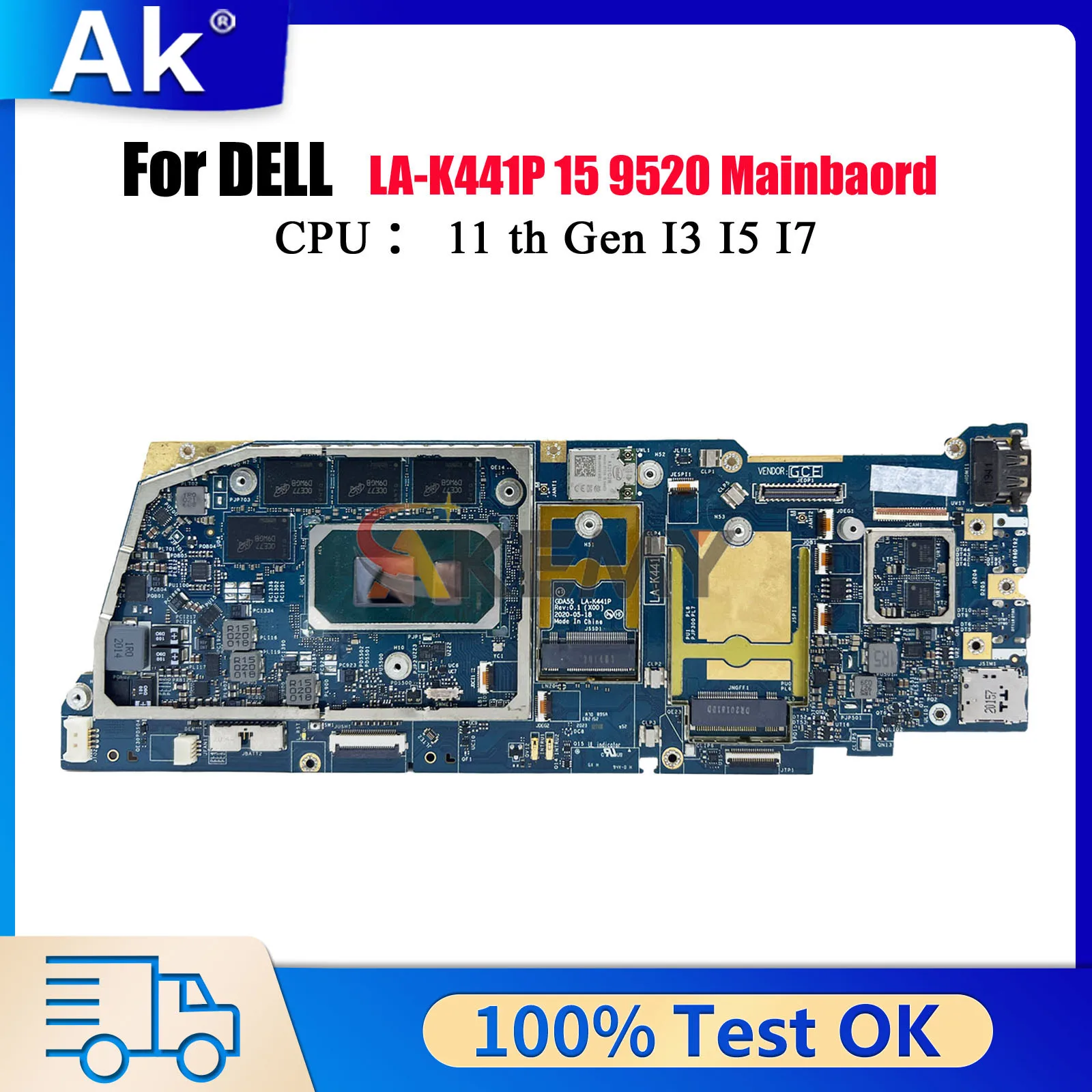

Материнская плата GDA55 LA-K441P для Dell Latitude 9520 с процессором i5 i7 11-го поколения, 8 ГБ 16 ГБ CN-0GVMP9 CN-0372Y7 0XHX55, 100% полностью протестирована