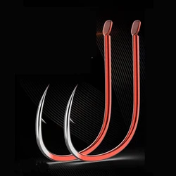 Sea.Yolo 50Pcs/Box ISEAMA Red High-Carbon Steel Fishing Hooks Carp Fishing Accessories 1#-13# Blue Barbed Fishhook From Japan