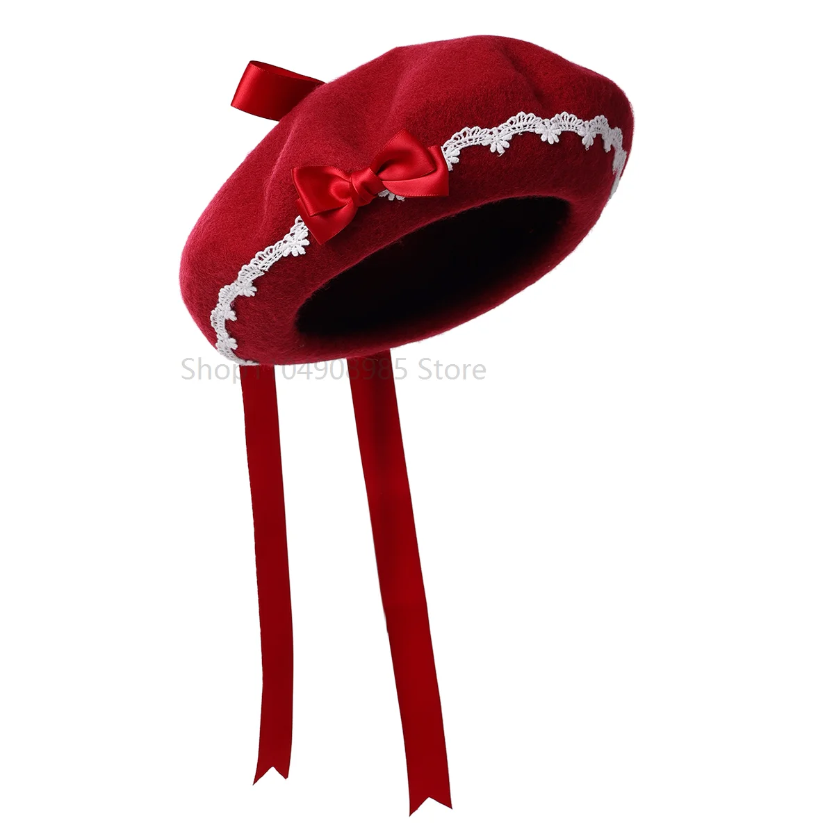 Lolita Girls Cute Bowknot Boina Sombrero Mujeres Kawaii Cinta Casual Sólido Painter Sombrero Unisex Artista Cap Cúpula Rosa