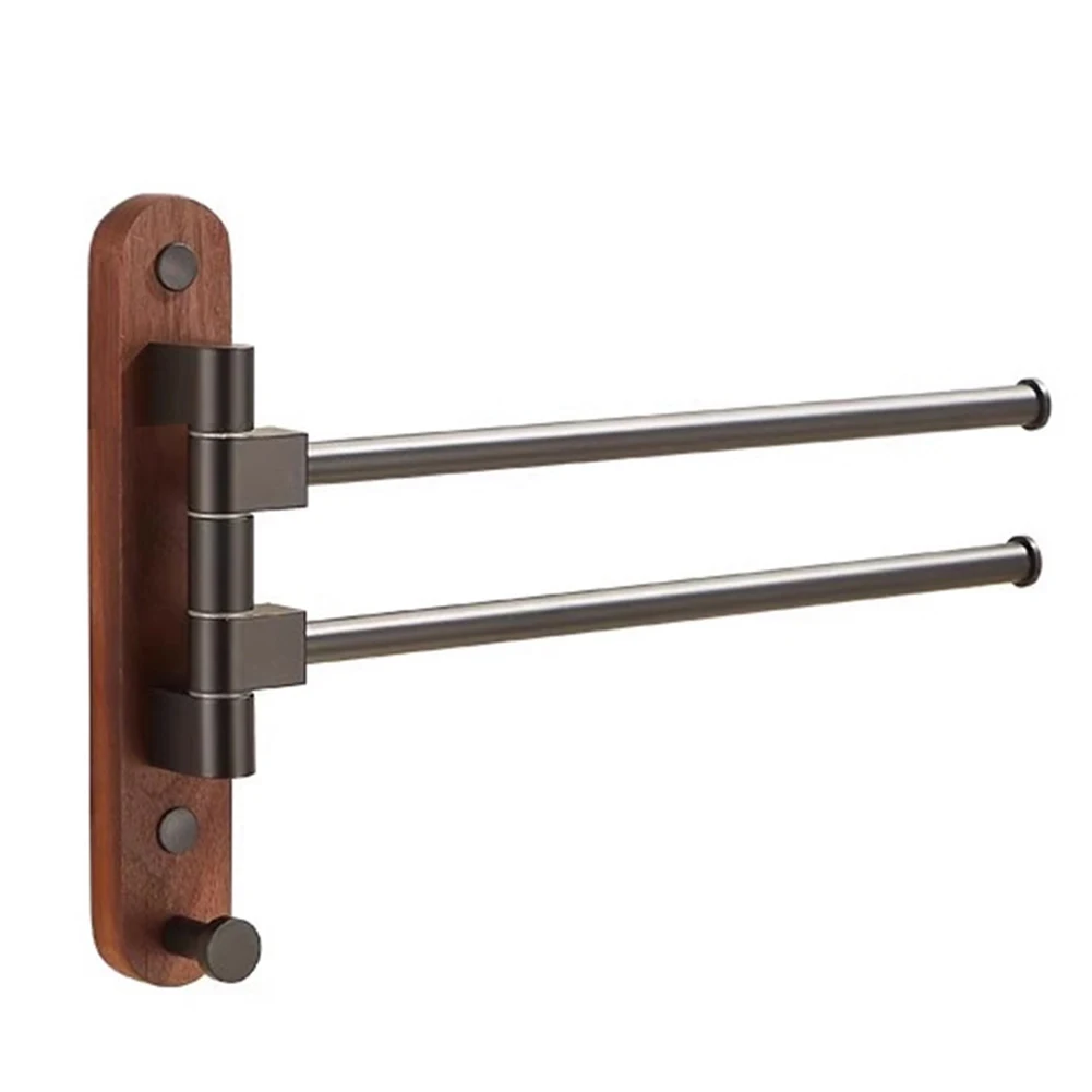 Walnut Wood Rotating Towel Bar 2 3 4 5 Arms Wall Mount Holder For Bathroom Bathrobe Clothes Drying Rack Home Decor