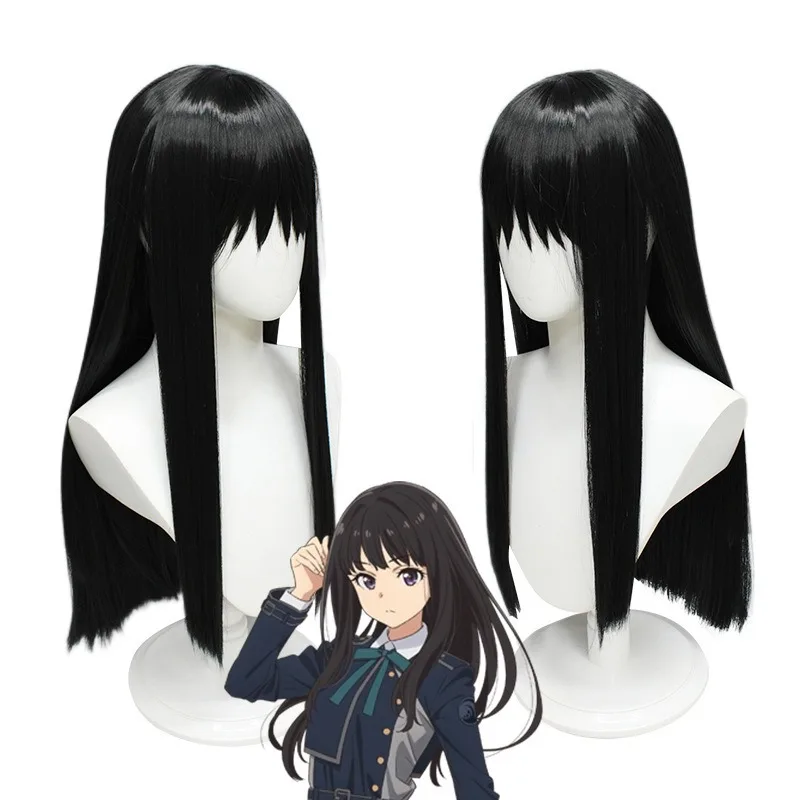 

Inoue Takina Cos Длинные прямые волосы Аниме Lycoris Recoil Heroine Ролевой парик Бальное платье Головной убор Черная челка Длинные волосы Головной убор