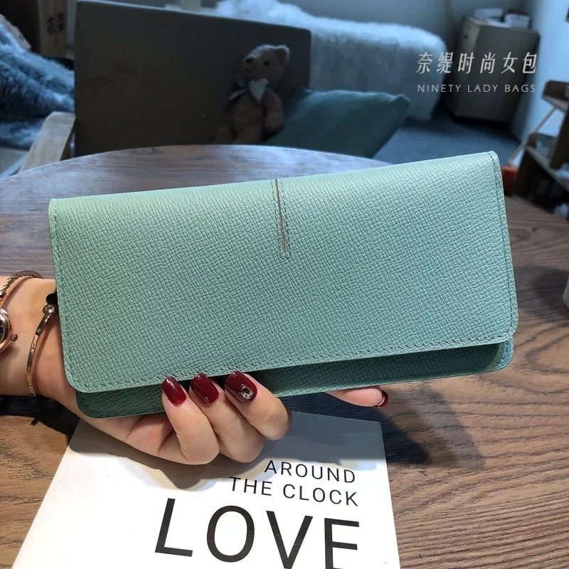 Women's Long Soft Genuine Cow Leather Luxury Wallet Large-capacity Thin Purse Handbag Card Case Holder Hasp Clutch Money Clip 8Z