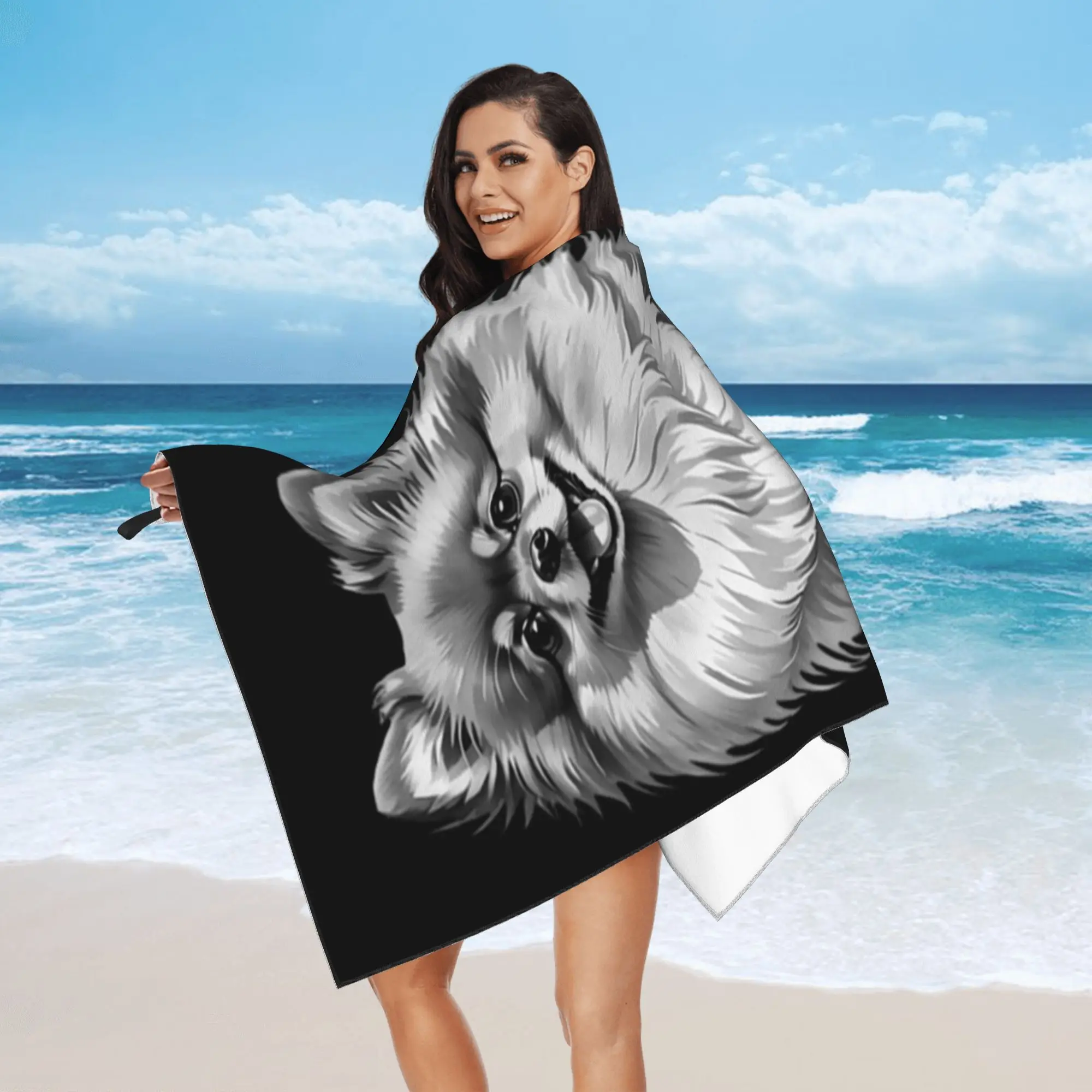 Retro Pomeranian Funny Pomeranian Mom Pompom Dog Beach Towel Soft Microfiber Quick Dry Absorbent Quick Towels For Pool