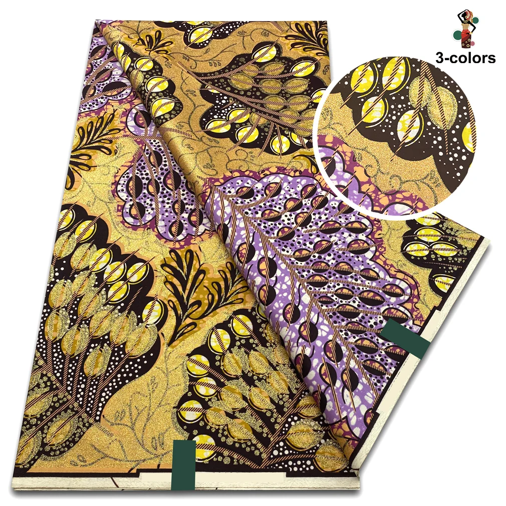 Hoge kwaliteit zachte Pagne 100% katoen gouden print stof Afrikaanse echte was stof Nigeria Ankara Grand SUP stof