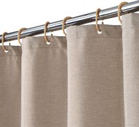 Stall Shower Curtain 48 Inch, Flax Linen Like 240GSM Heavy Weight Fabric Shower Curtain for Bathroom with Hooks Washable