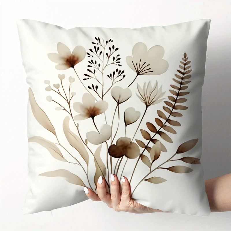 Watercolor botanical patterned cushion cover, suitable for sofas, bedrooms and living rooms, pillow insert not included.