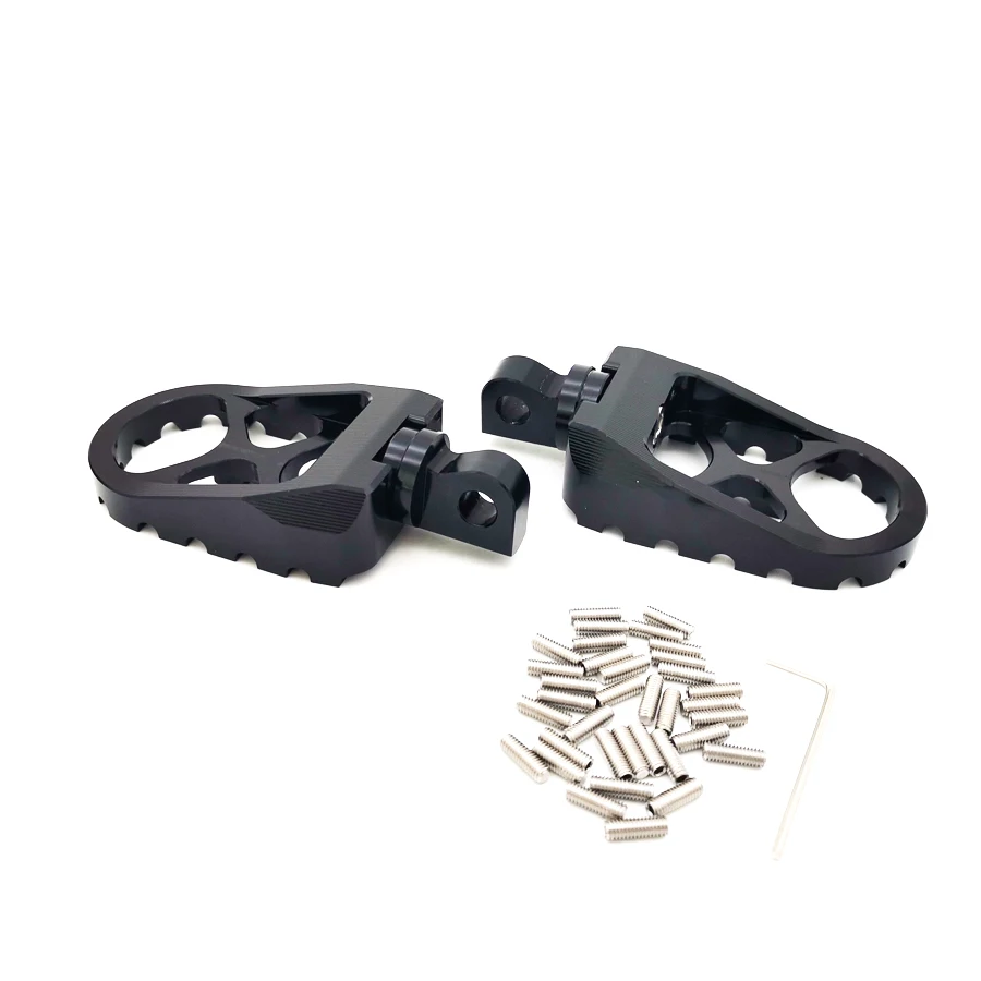 Wide Fat Footpegs Rotating CNC Black for Dyna Sportster Iron 883 Fatboy Bobber