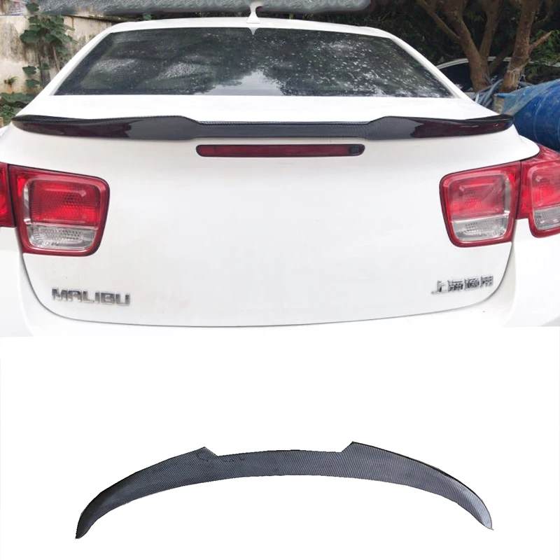 

For Chevrolet Malibu 2012-2018 Year Trunk Spoiler 4Door Sedan ABS Plastic Carbon Fiber Look Black Car Rear Wing Body Accessories