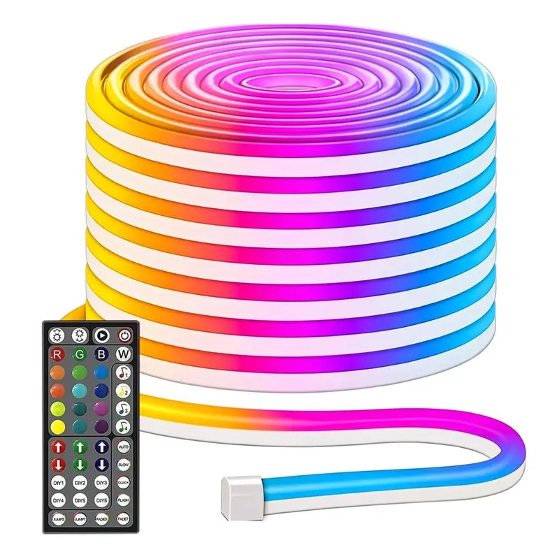 A96K-Outdoor RGB Led Neon Lights 5M Flexible Neon Rope Lights Control App/Remote,Multiple Modes,IP65 EU-PLUG