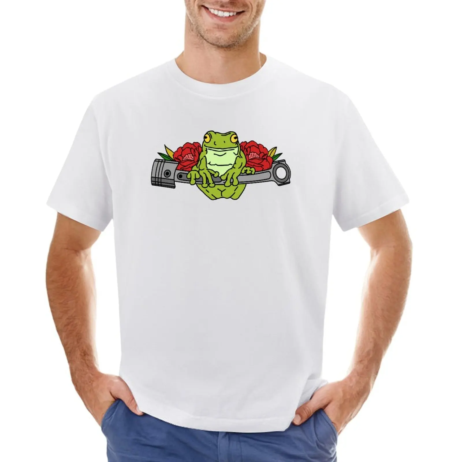 Frog on the Piston T-shirt sports fans cute tops plus sizes anime mens graphic t-shirts big and tall