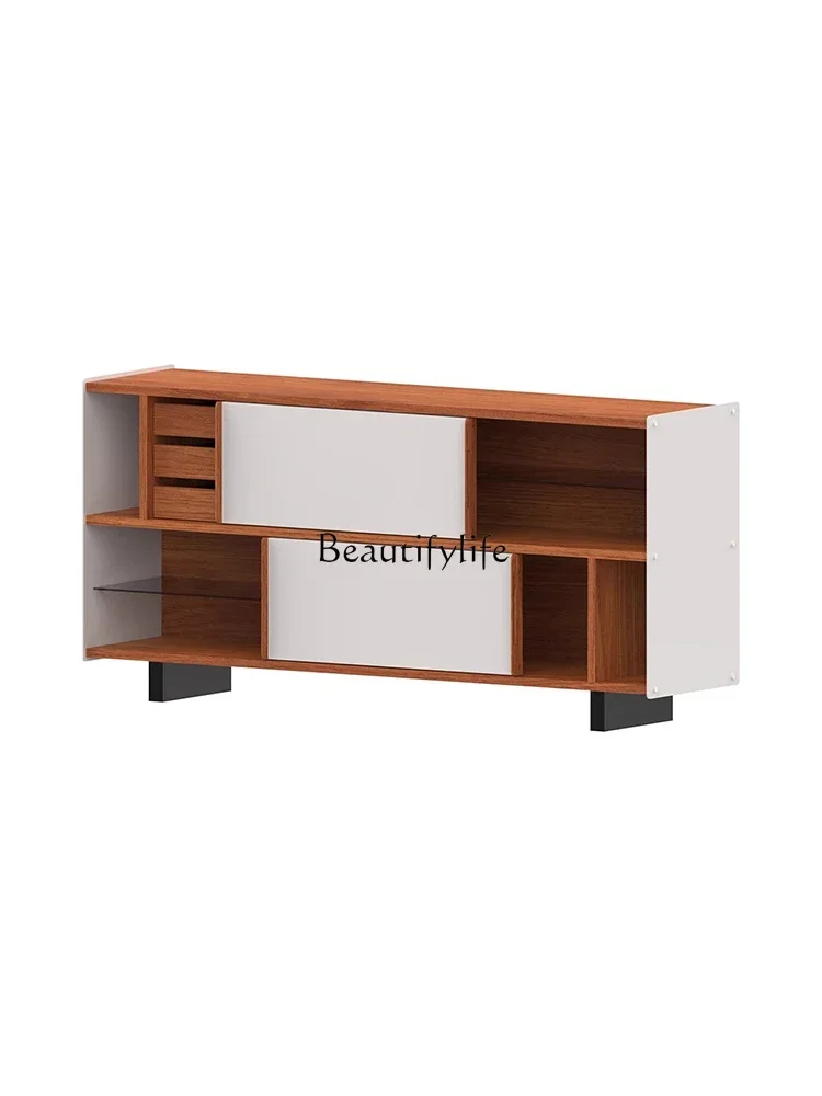 

13Solid wood living room against the wall integrated storage side cabinet medieval cherry wood storage side cabinet