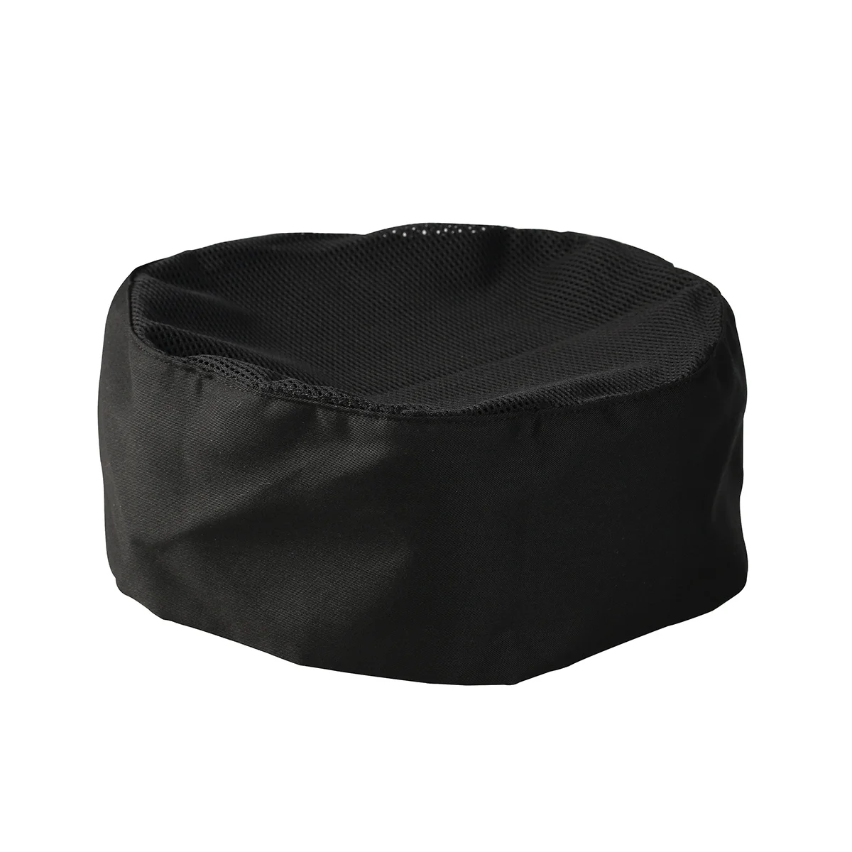 قبعة الطهاة السوداء الاحترافية مع تهوية شبكية، مقاس واحد، حزام قابل للتعديل للطهي والخبز والمدارس، قبعة جمجمة