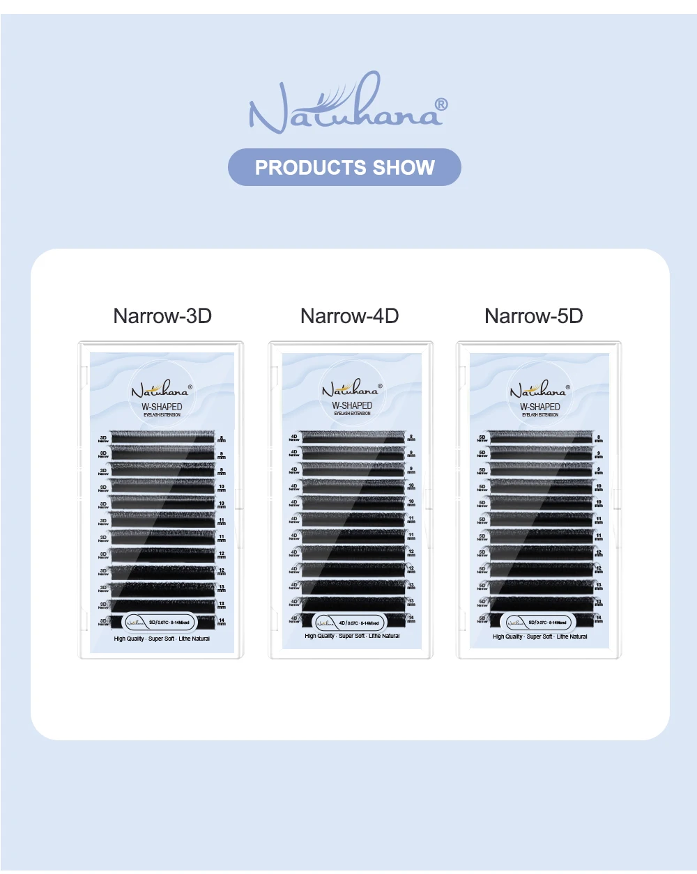NATUHANA Schmale W-förmige 3D 4D 5D Wimpernverlängerungen aus Kunstnerz, Volumen-Wimpern mit schmaler Basis, russische DIY Cluster-Wimpern, Make-up-Tools – Detail 9
